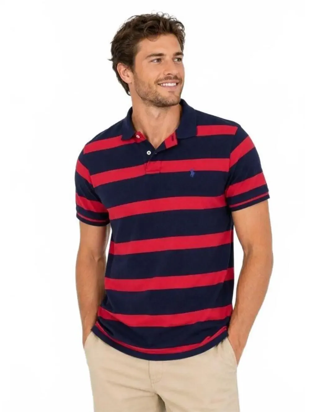 Polo Ralph Lauren Boys polo shirt navy blue red horizontal stripes size 18 20 XL